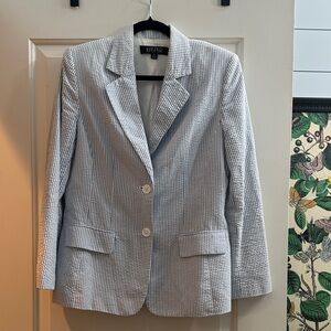 Kasper Blue and White Striped Blazer